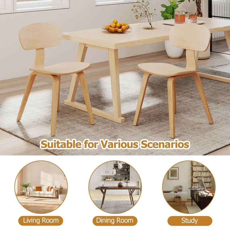 Modern Dining Chair Set of 2 with Wide Seat-Natural by DirectDeals