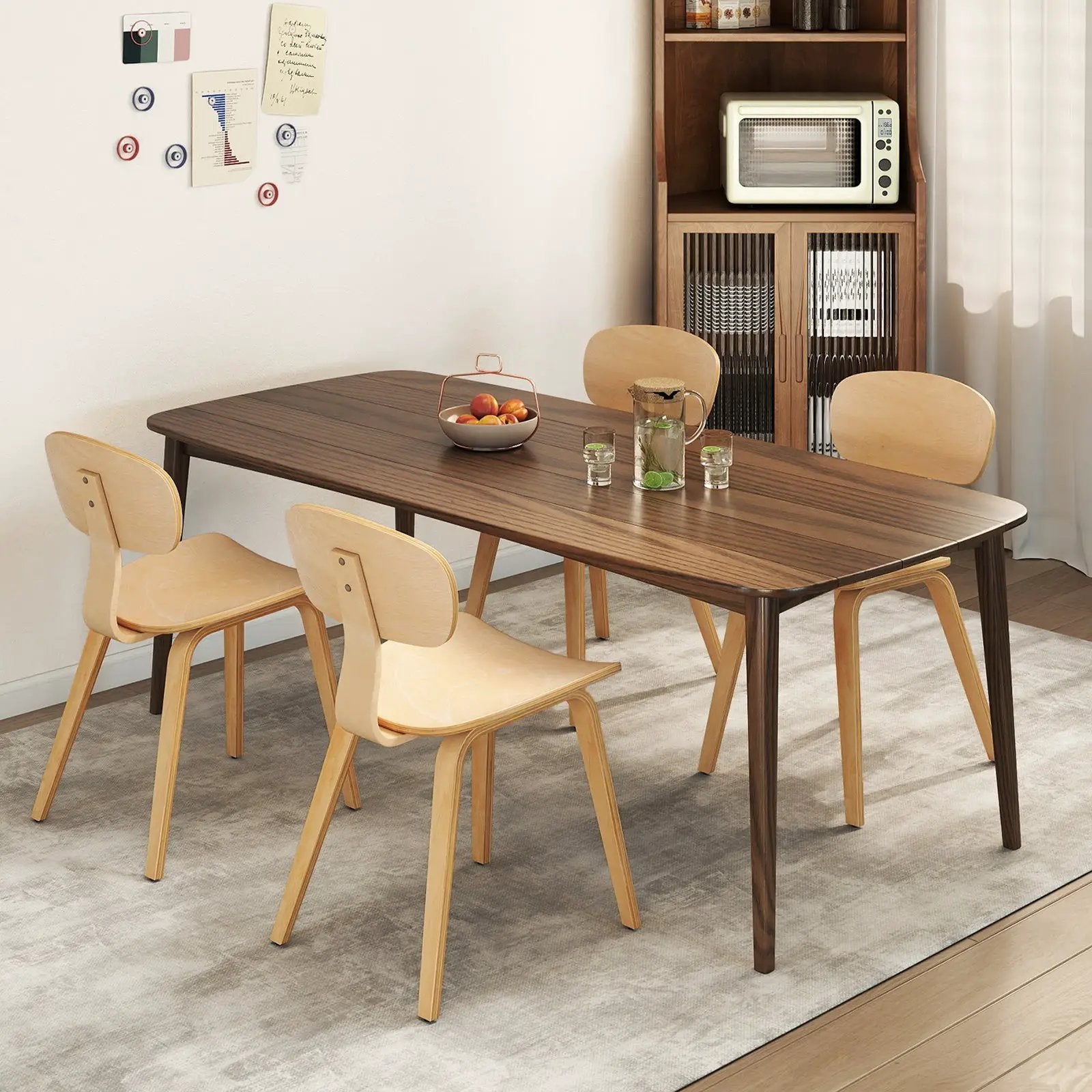 Modern Dining Chair Set of 4 with Wide Seat-Natural by DirectDeals