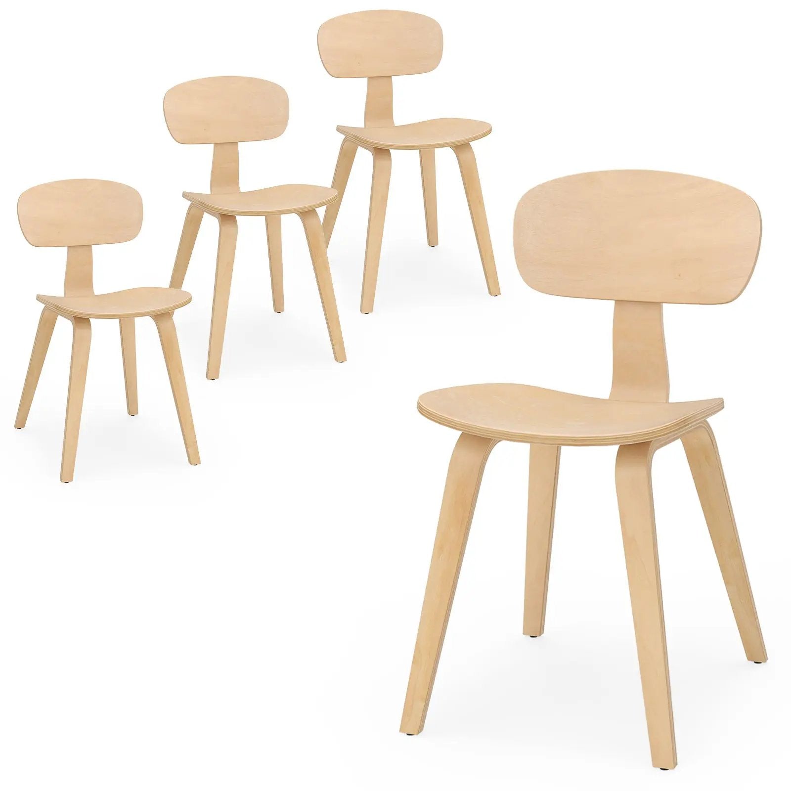 Modern Dining Chair Set of 4 with Wide Seat-Natural by DirectDeals