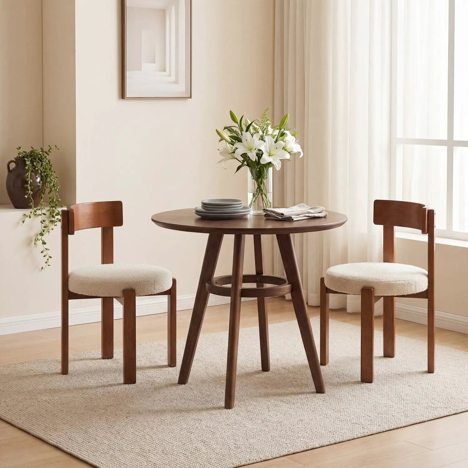 Modern Dining Chairs Set of 4 with Solid Rubber Wood Legs by DirectDeals
