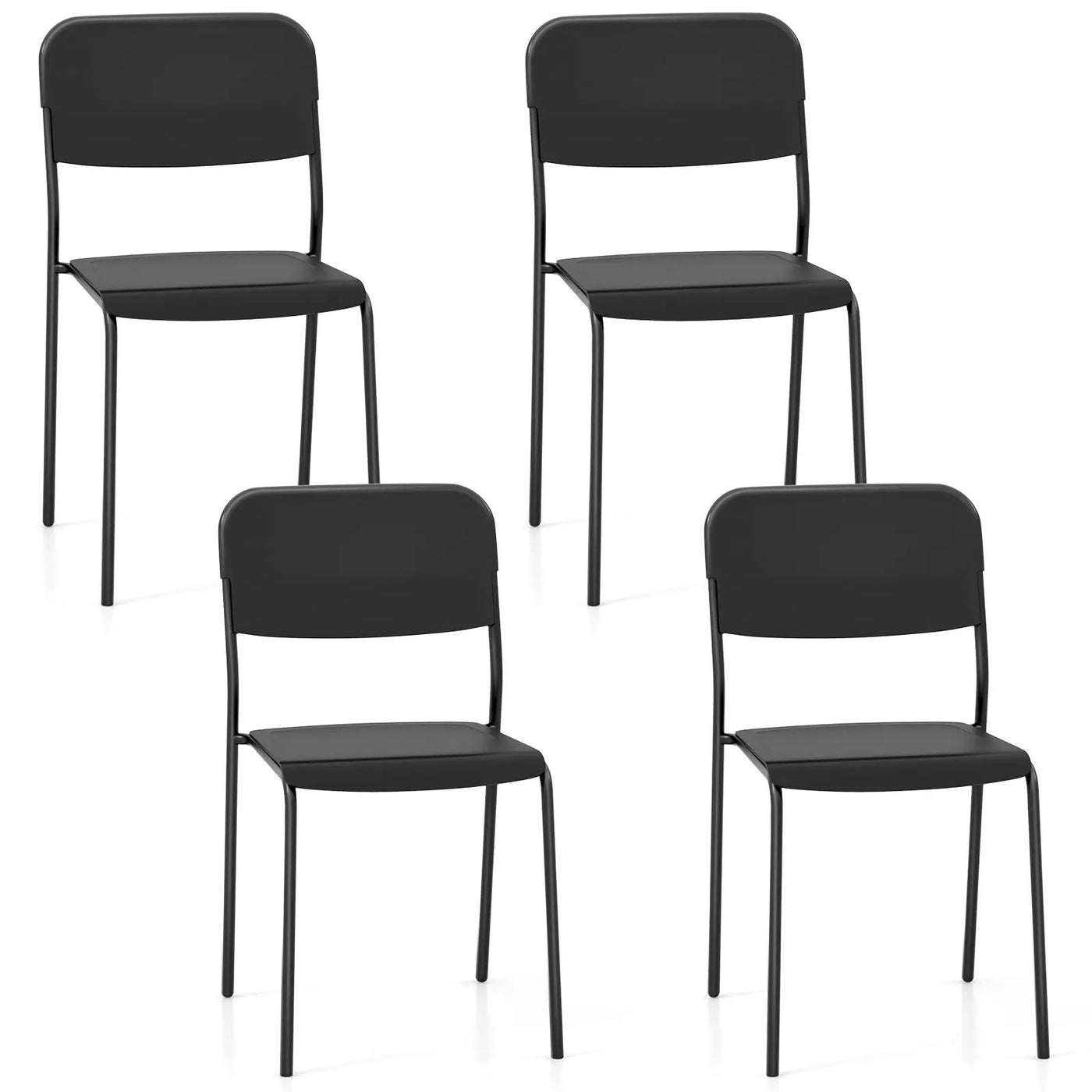 Modern Dining Chairs Set of 4 with Tilted Backrest and Sturdy Metal Legs by DirectDeals