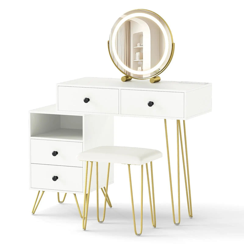 Modern Dressing Table with Storage Cabinet by DirectDeals