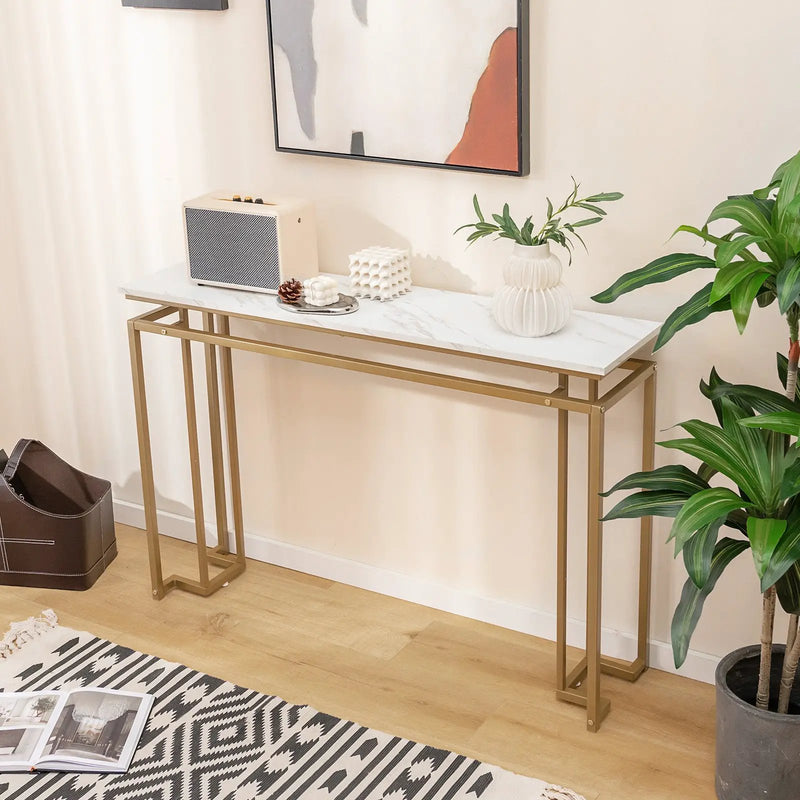 Modern Entryway Table with Gold Heavy-duty Metal Frame and Anti-toppling Kit for Living Room by DirectDeals