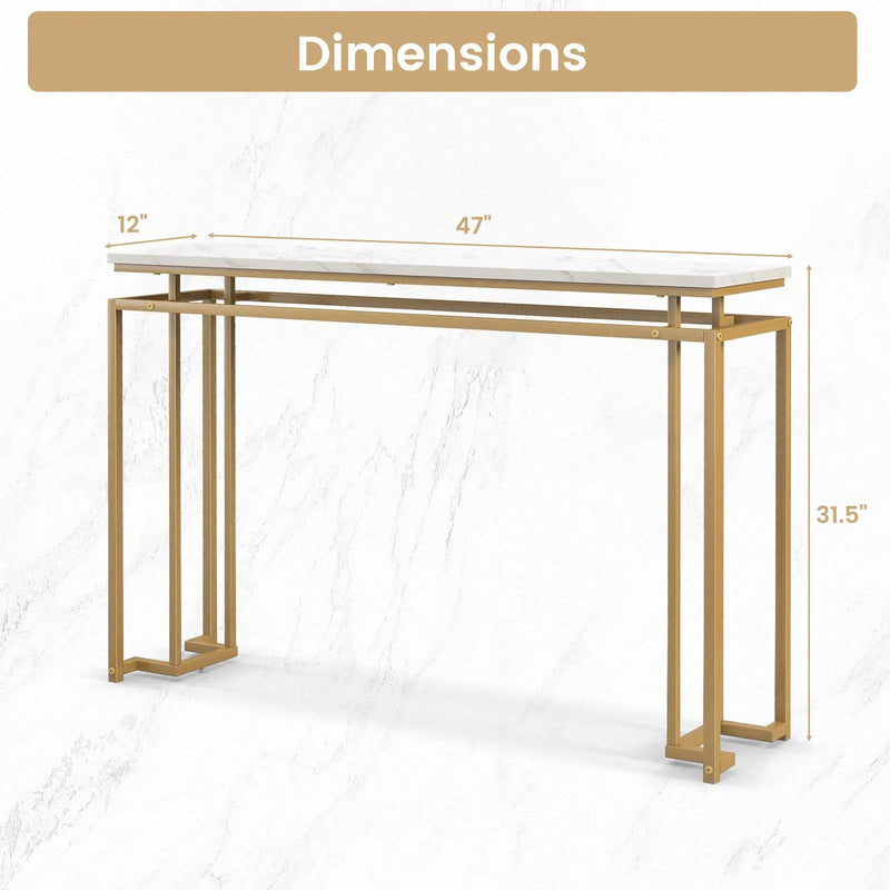 Modern Entryway Table with Gold Heavy-duty Metal Frame and Anti-toppling Kit for Living Room by DirectDeals