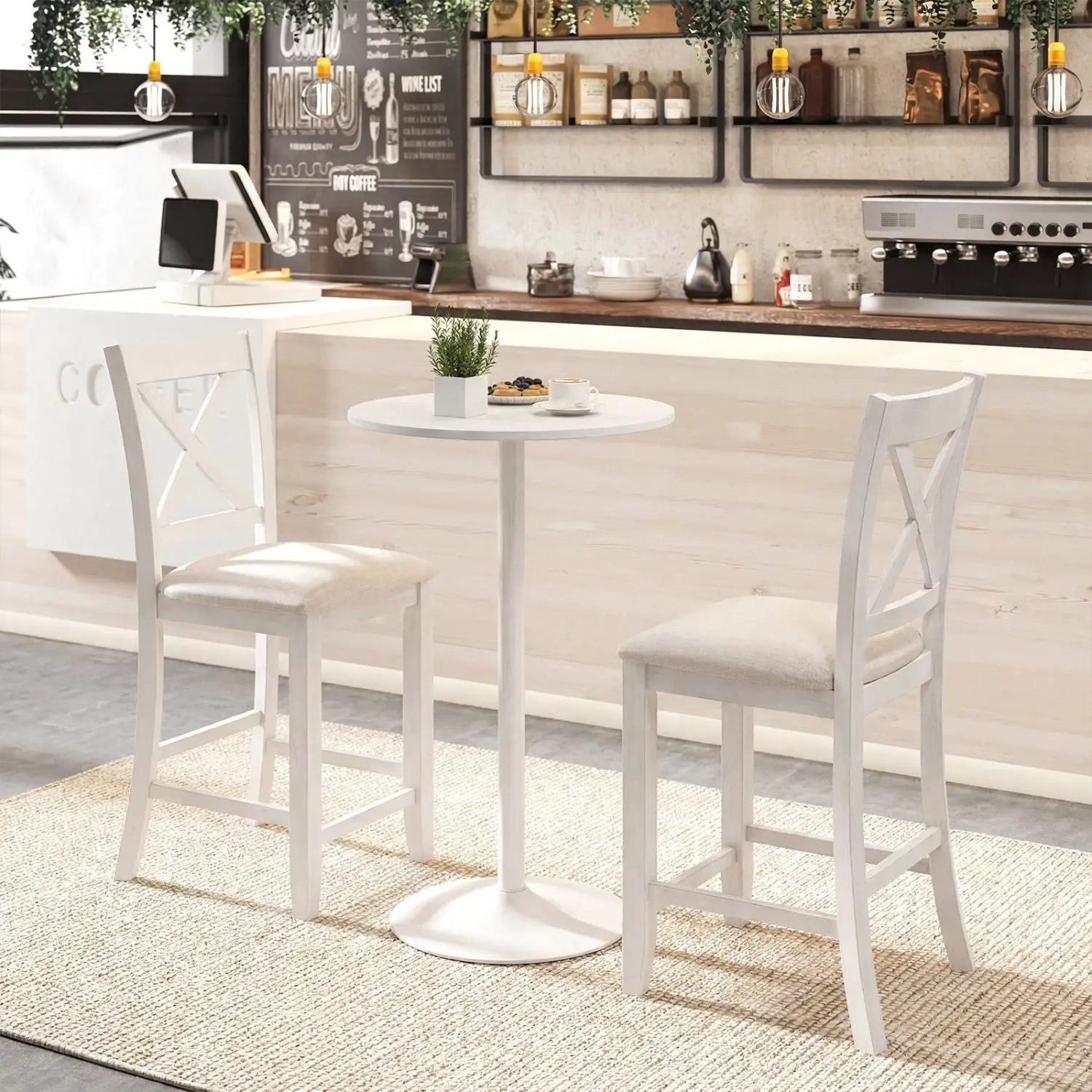Counter Height Bar Stools with Cushion and Footrest by DirectDeals