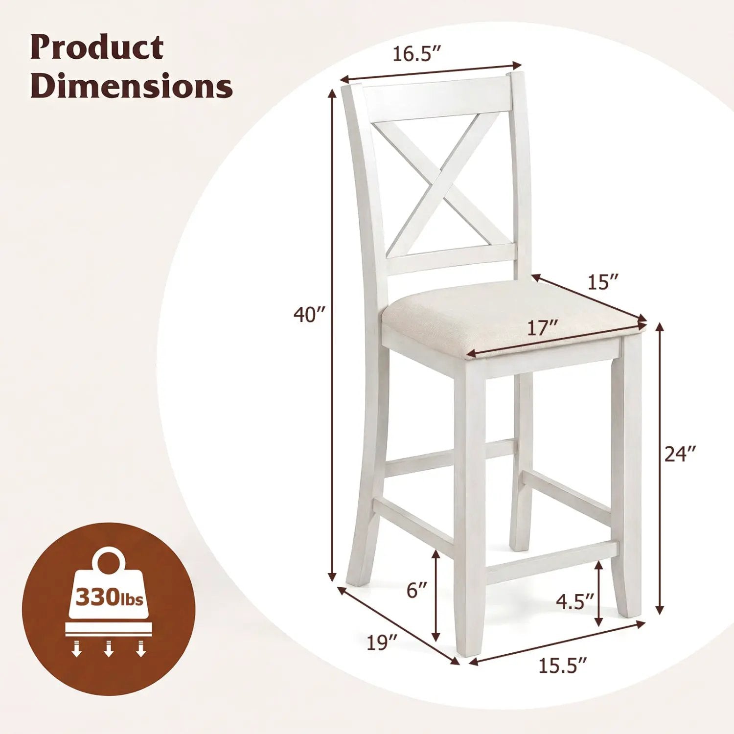 Counter Height Bar Stools with Cushion and Footrest by DirectDeals