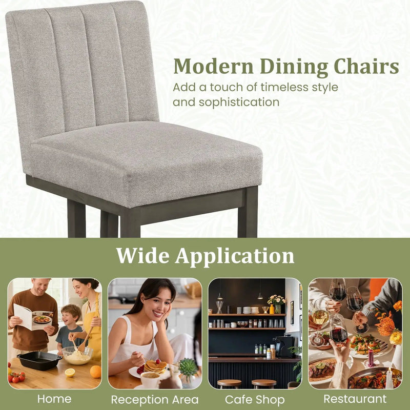 Modern Farmhouse Fabric Dining Chairs Set of 2 with 5.5" Thickened Padded Seat by DirectDeals