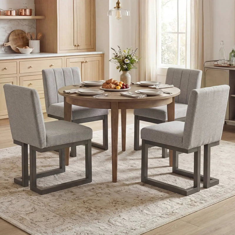 Modern Farmhouse Fabric Dining Chairs Set of 4 with 5.5" Thickened Padded Seat by DirectDeals