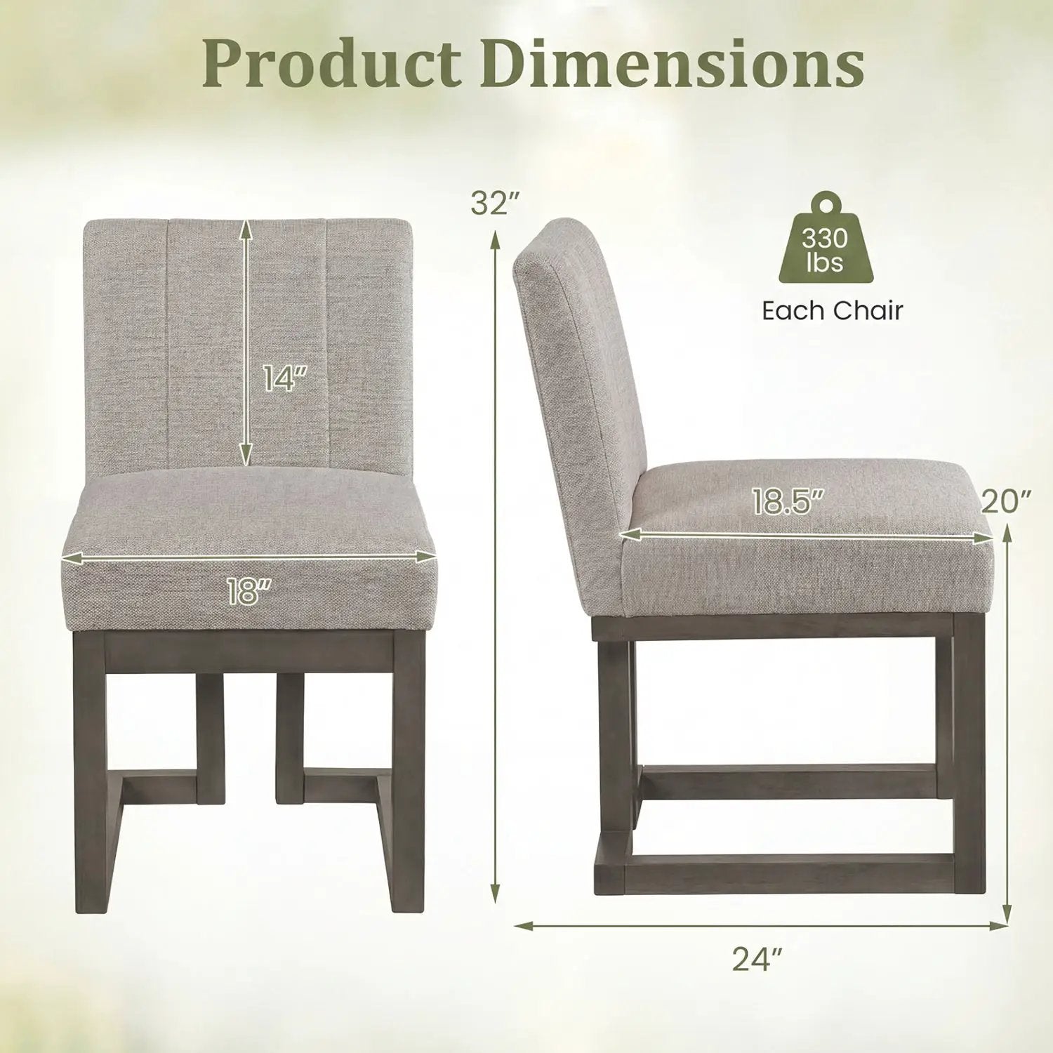 Modern Farmhouse Fabric Dining Chairs Set of 4 with 5.5" Thickened Padded Seat by DirectDeals