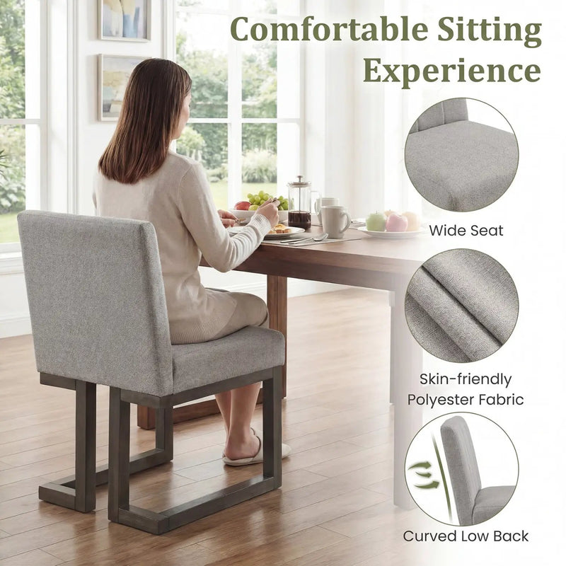 Modern Farmhouse Fabric Dining Chairs Set of 4 with 5.5" Thickened Padded Seat by DirectDeals