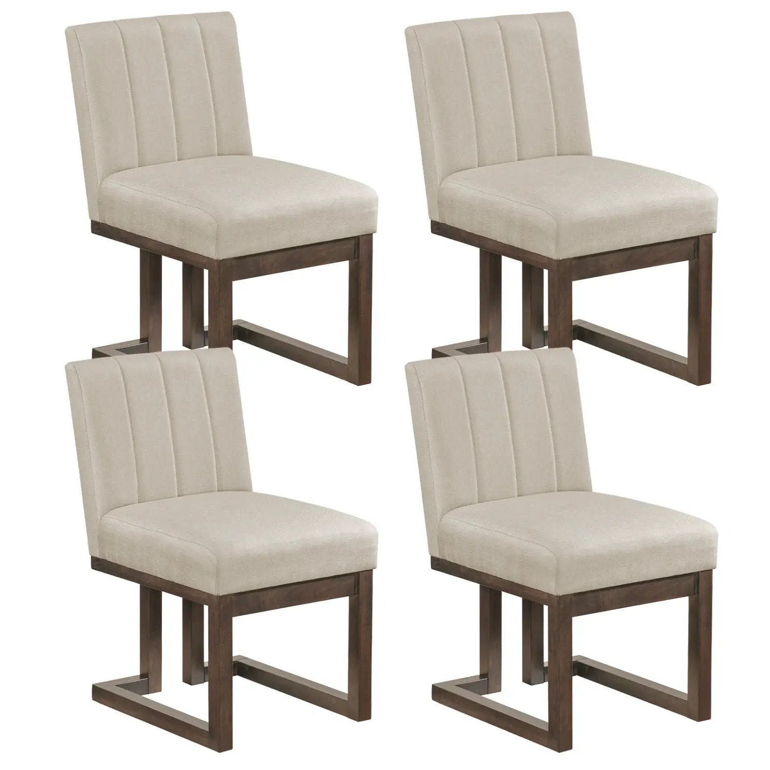 Modern Farmhouse Fabric Dining Chairs Set of 4 with 5.5" Thickened Padded Seat by DirectDeals