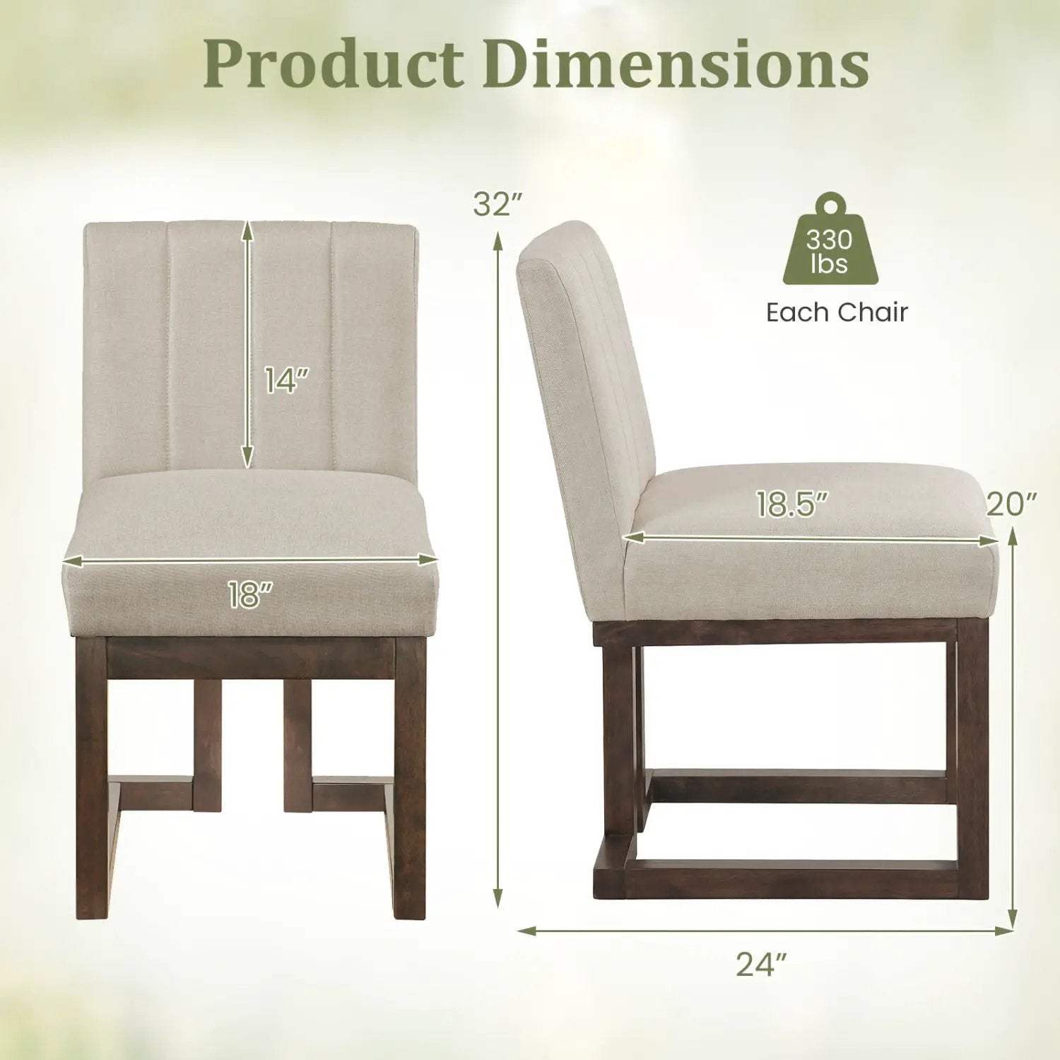 Modern Farmhouse Fabric Dining Chairs Set of 4 with 5.5" Thickened Padded Seat by DirectDeals