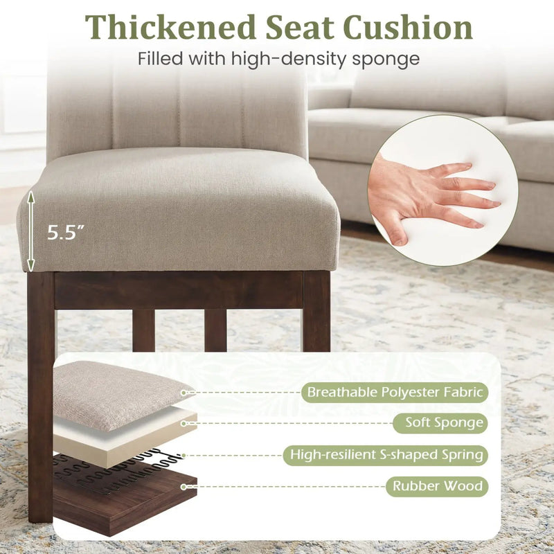 Modern Farmhouse Fabric Dining Chairs Set of 4 with 5.5" Thickened Padded Seat by DirectDeals