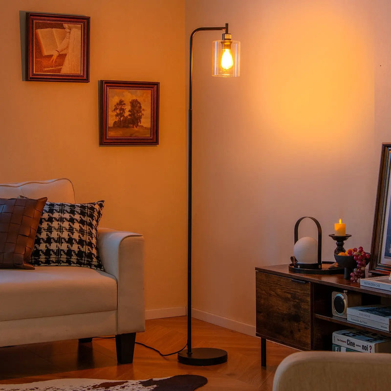 Modern Floor Lamp with Hanging Glass Lampshade and Foot Switch by DirectDeals
