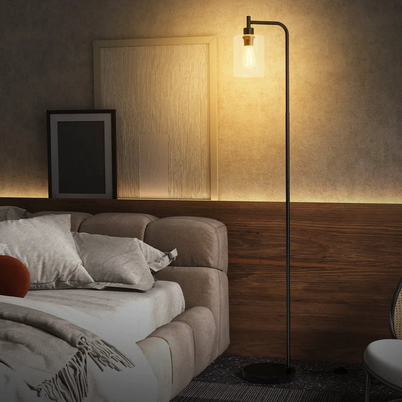 Modern Floor Lamp with Hanging Glass Lampshade and Foot Switch by DirectDeals