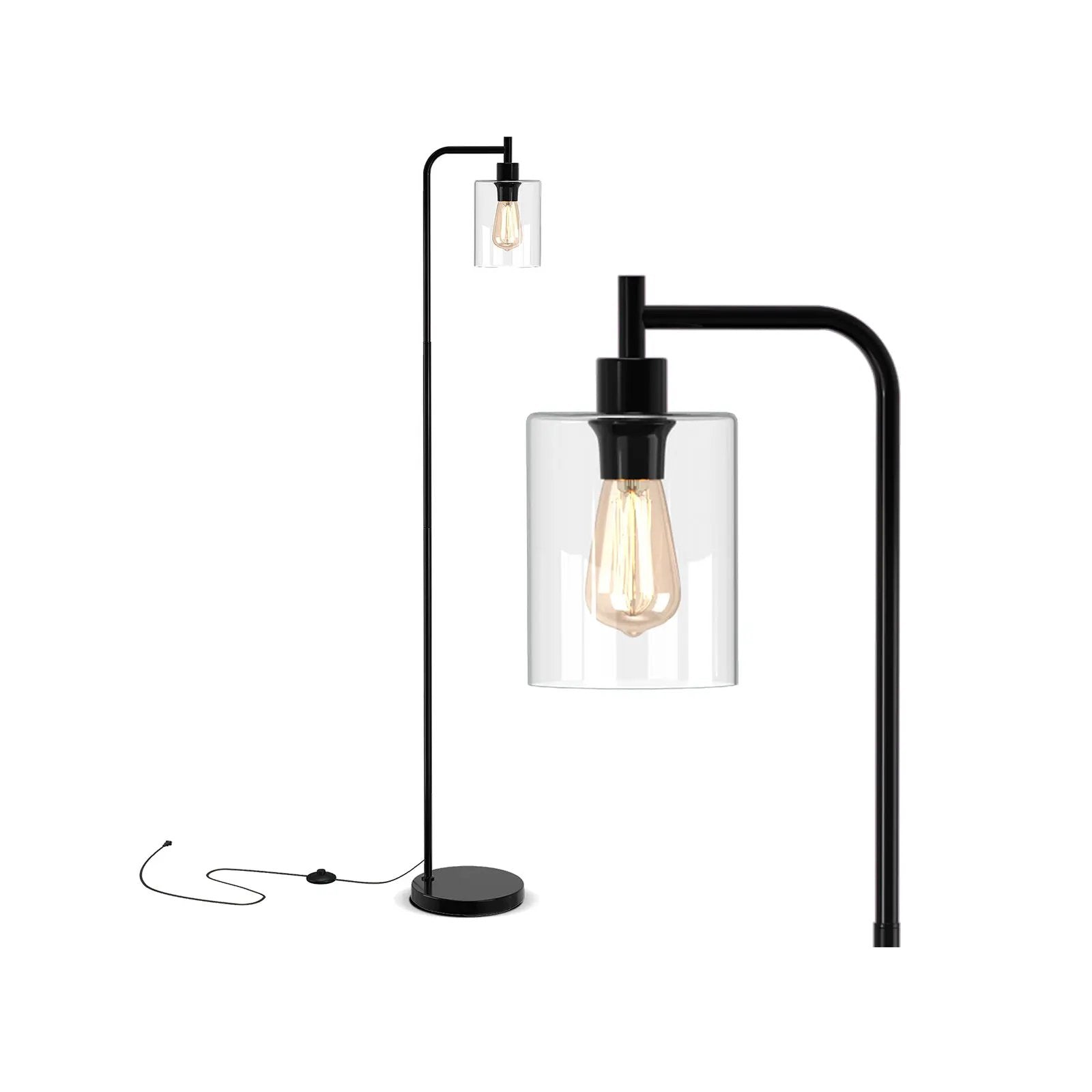 Modern Floor Lamp with Hanging Glass Lampshade and Foot Switch by DirectDeals