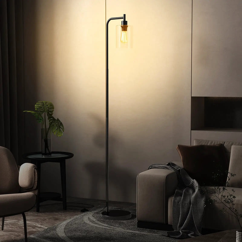Modern Floor Lamp with Hanging Glass Lampshade and Foot Switch by DirectDeals