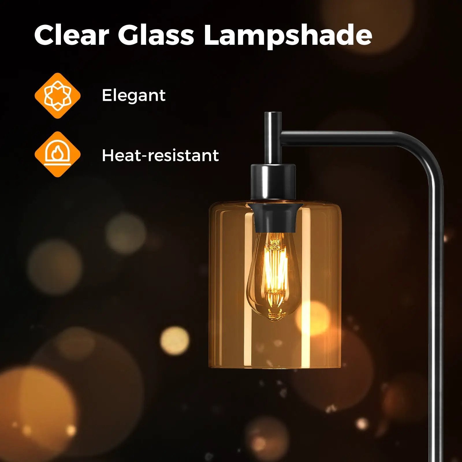 Modern Floor Lamp with Hanging Glass Lampshade and Foot Switch by DirectDeals