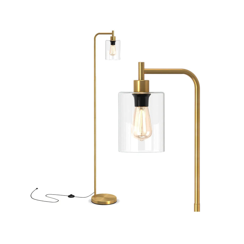 Modern Floor Lamp with Hanging Glass Lampshade and Foot Switch by DirectDeals