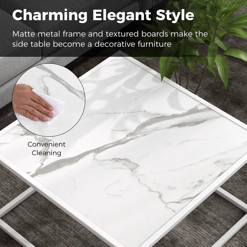 Modern Glass Square Coffee Table with Metal Frame for Living Room by DirectDeals