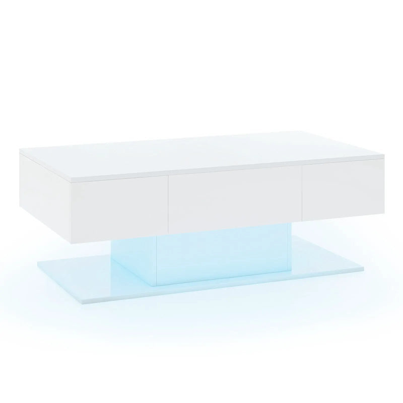 Modern LED Coffee Table with 20 Color LED Lights and 2 Storage Drawers by DirectDeals