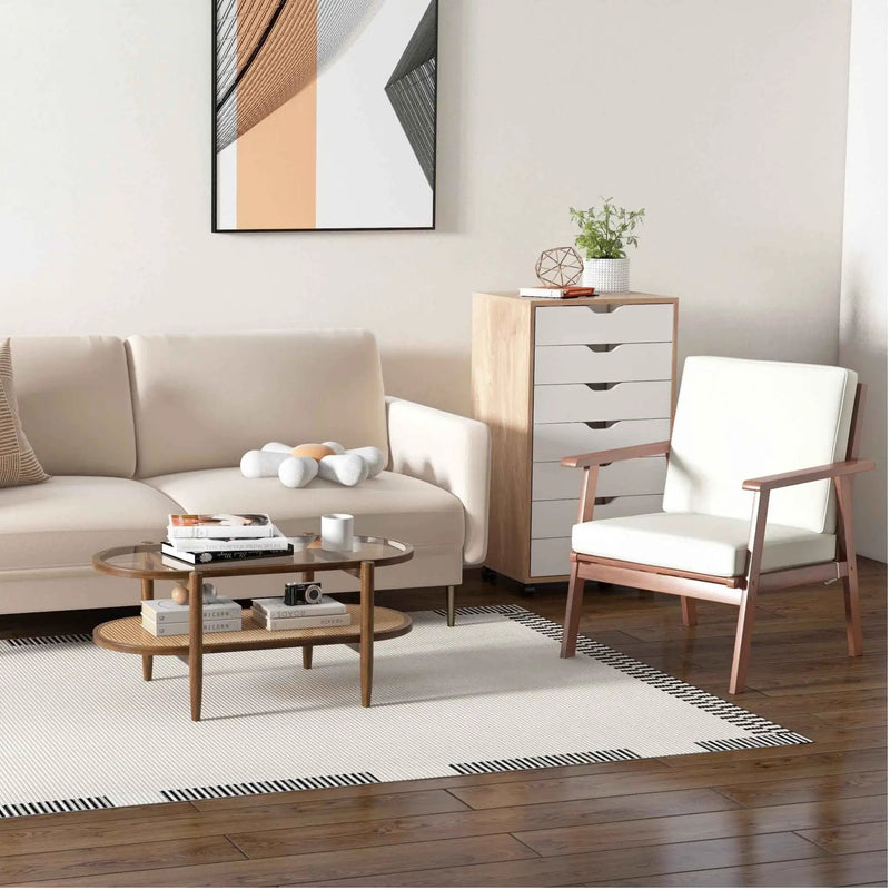 Modern Living Room Set: Loveseat Armchair Side Table & Coffee Table by DirectDeals