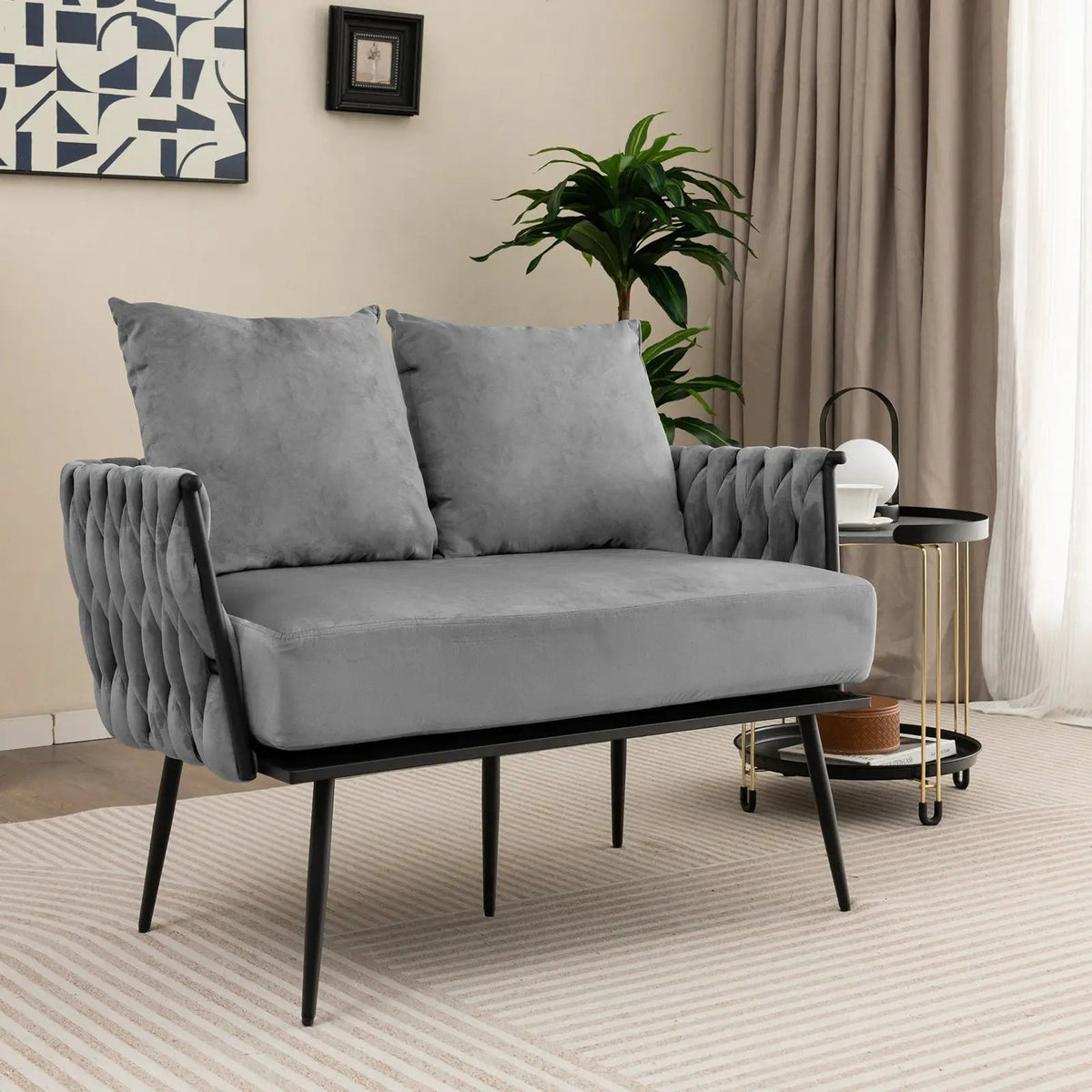 Modern Loveseat Sofa Upholstered Dutch Velvet Sofa Couch, photo 6 of 9