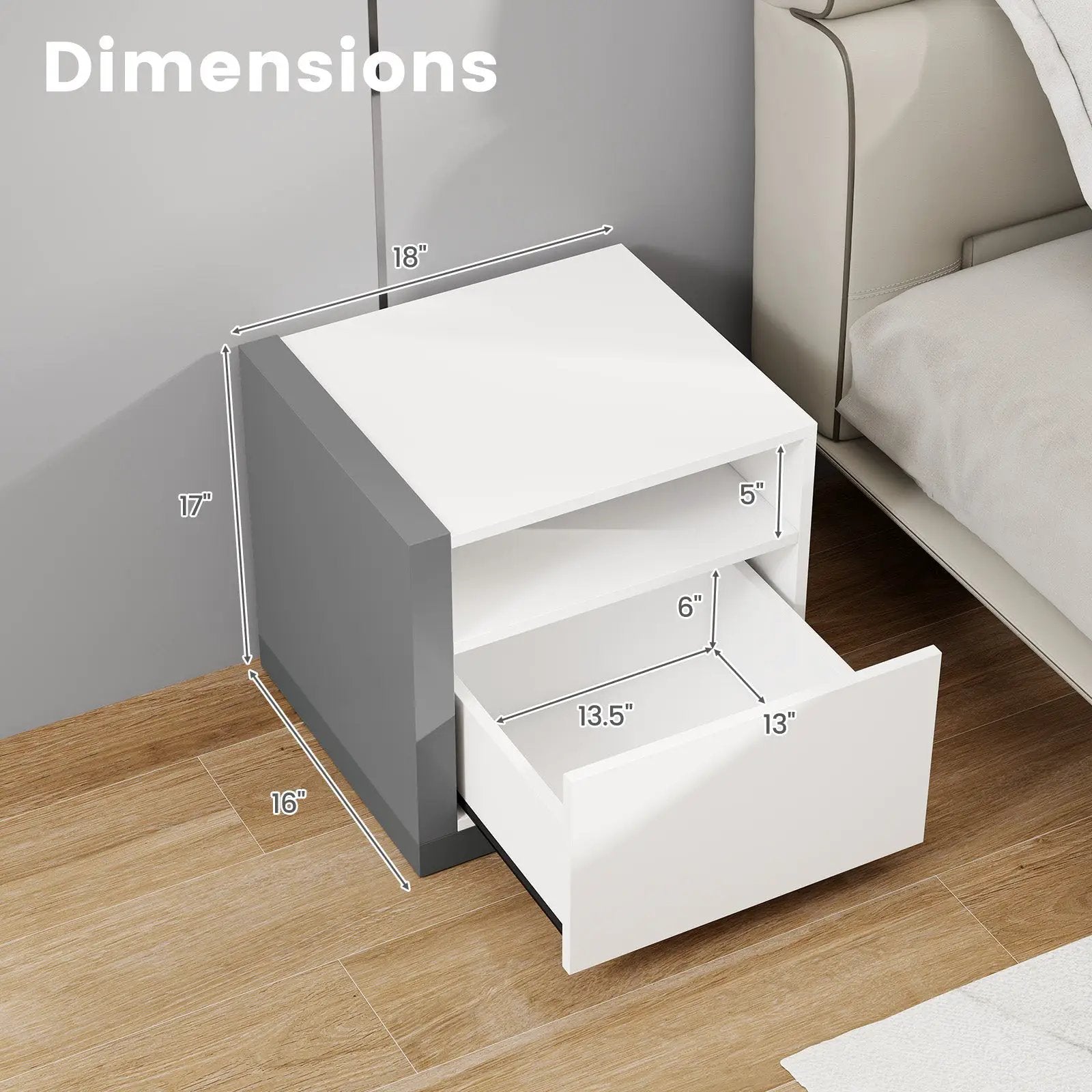 Modern Minimalist Nightstand with Drawer for Bedroom by DirectDeals