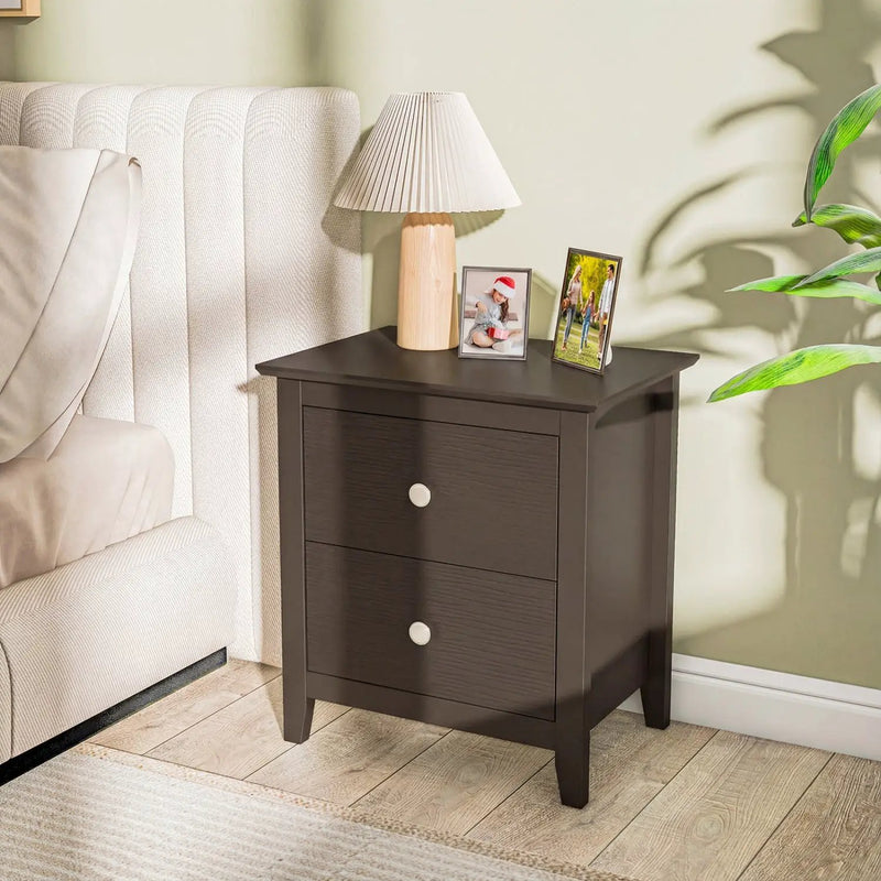 Modern Nightstand with 2 Drawers for Small Spaces by DirectDeals