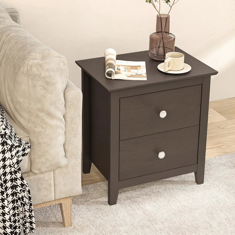 Modern Nightstand with 2 Drawers for Small Spaces by DirectDeals