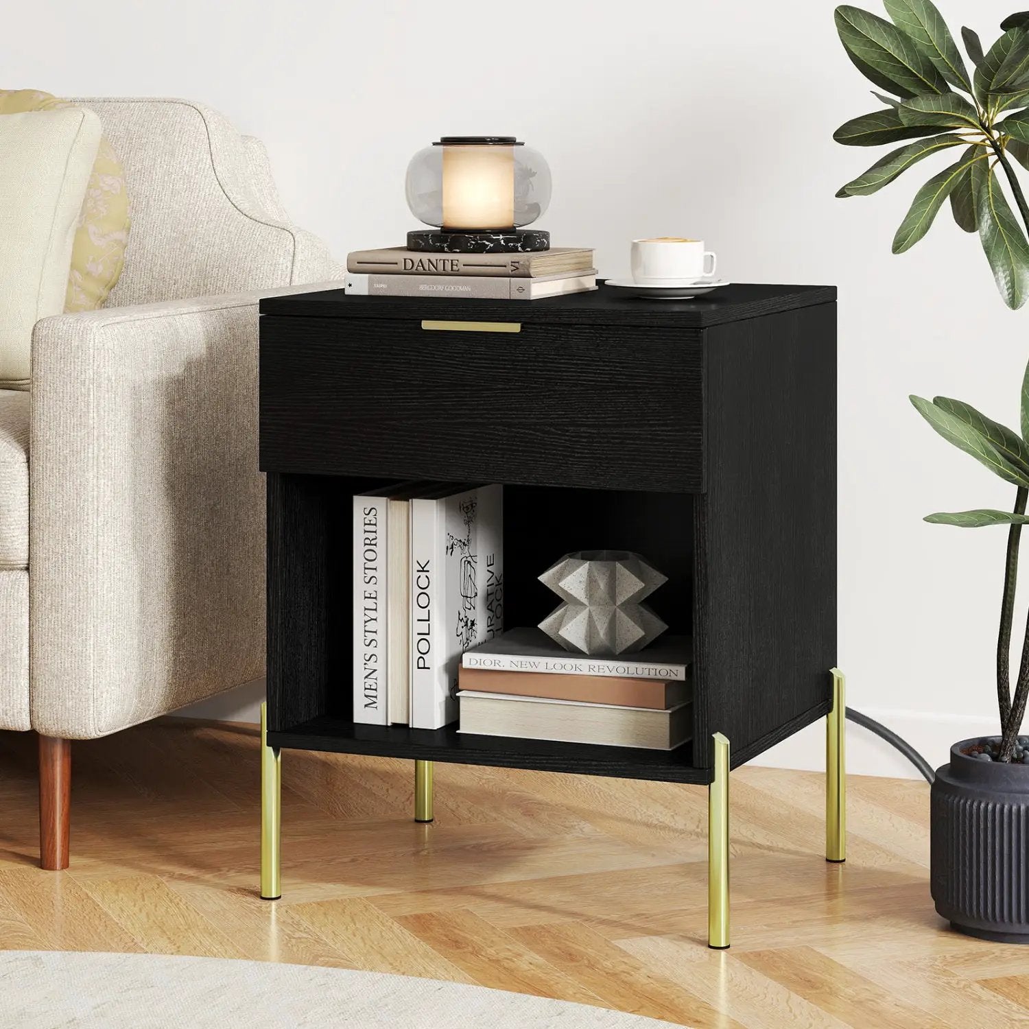 Nightstand with Charging Station and Storage Drawer by DirectDeals
