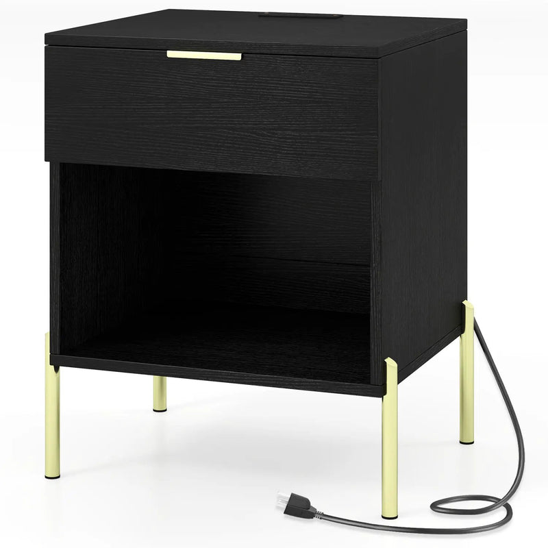 Nightstand with Charging Station and Storage Drawer by DirectDeals