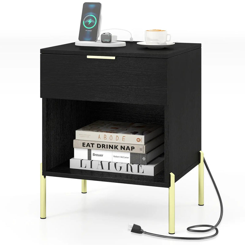 Nightstand with Charging Station and Storage Drawer by DirectDeals