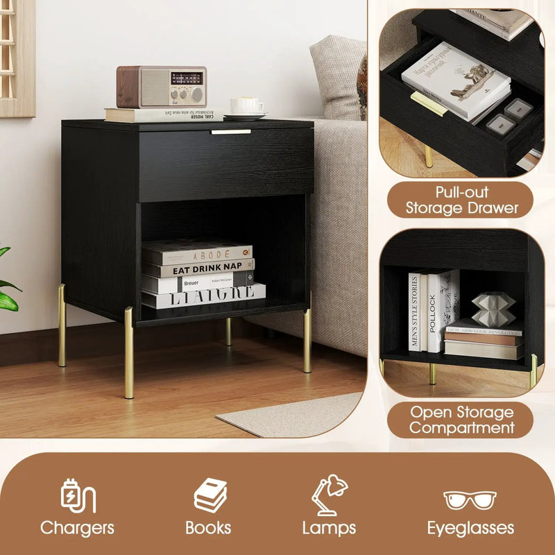 Nightstand with Charging Station and Storage Drawer by DirectDeals