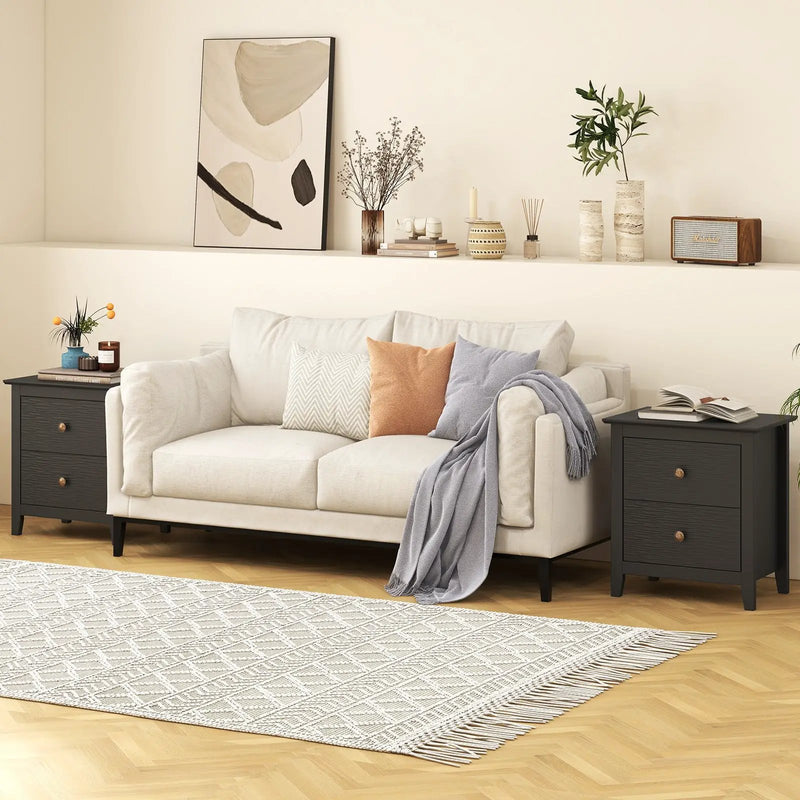 Modern Nightstand with 2 Drawers for Small Spaces by DirectDeals