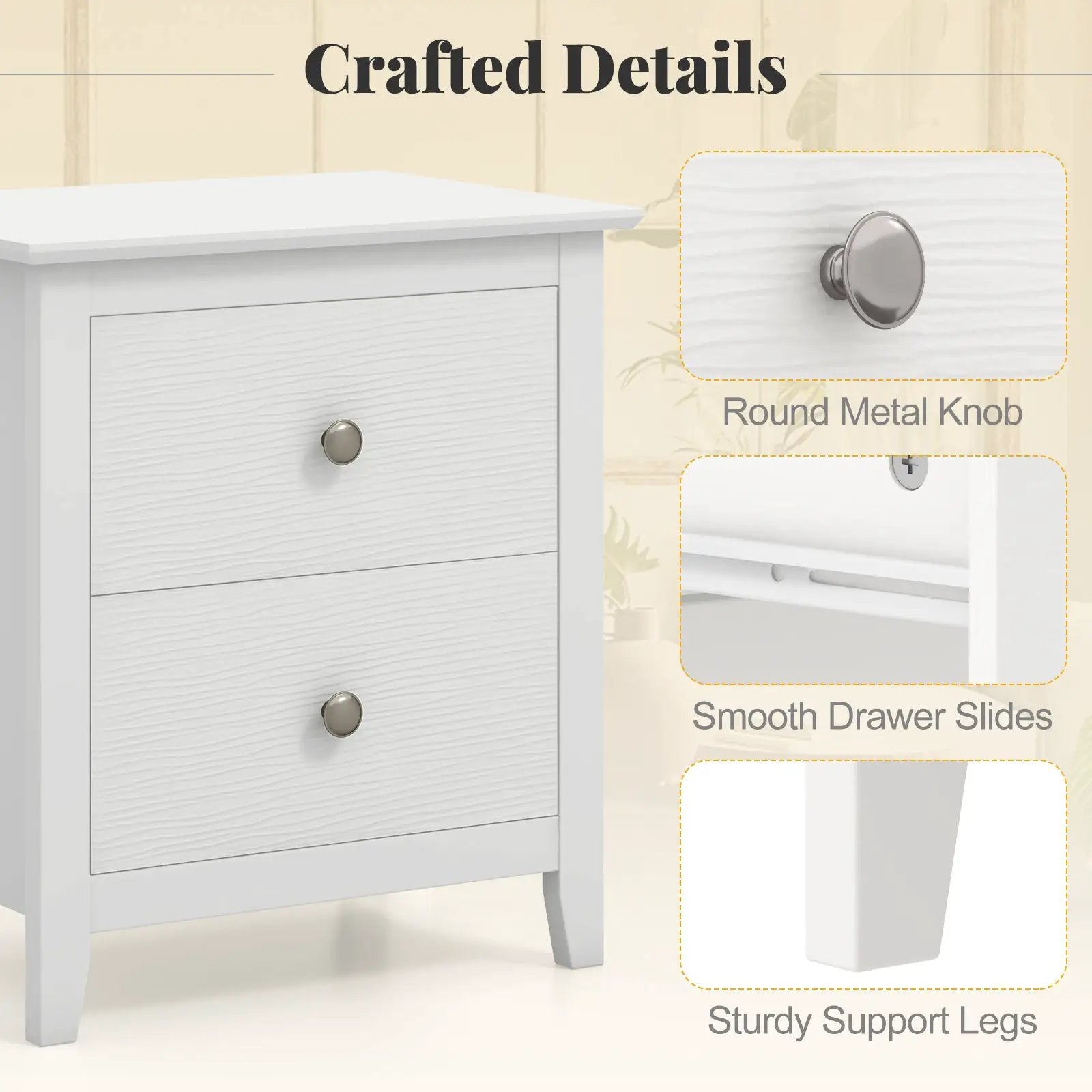 Modern Nightstand with 2 Drawers for Small Spaces by DirectDeals