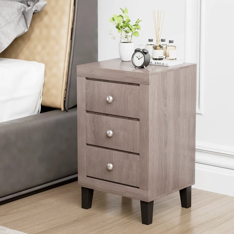 Modern Nightstand with 3 Drawers for Bedroom Living Room by DirectDeals