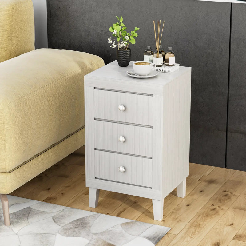 Modern Nightstand with 3 Drawers for Bedroom Living Room by DirectDeals