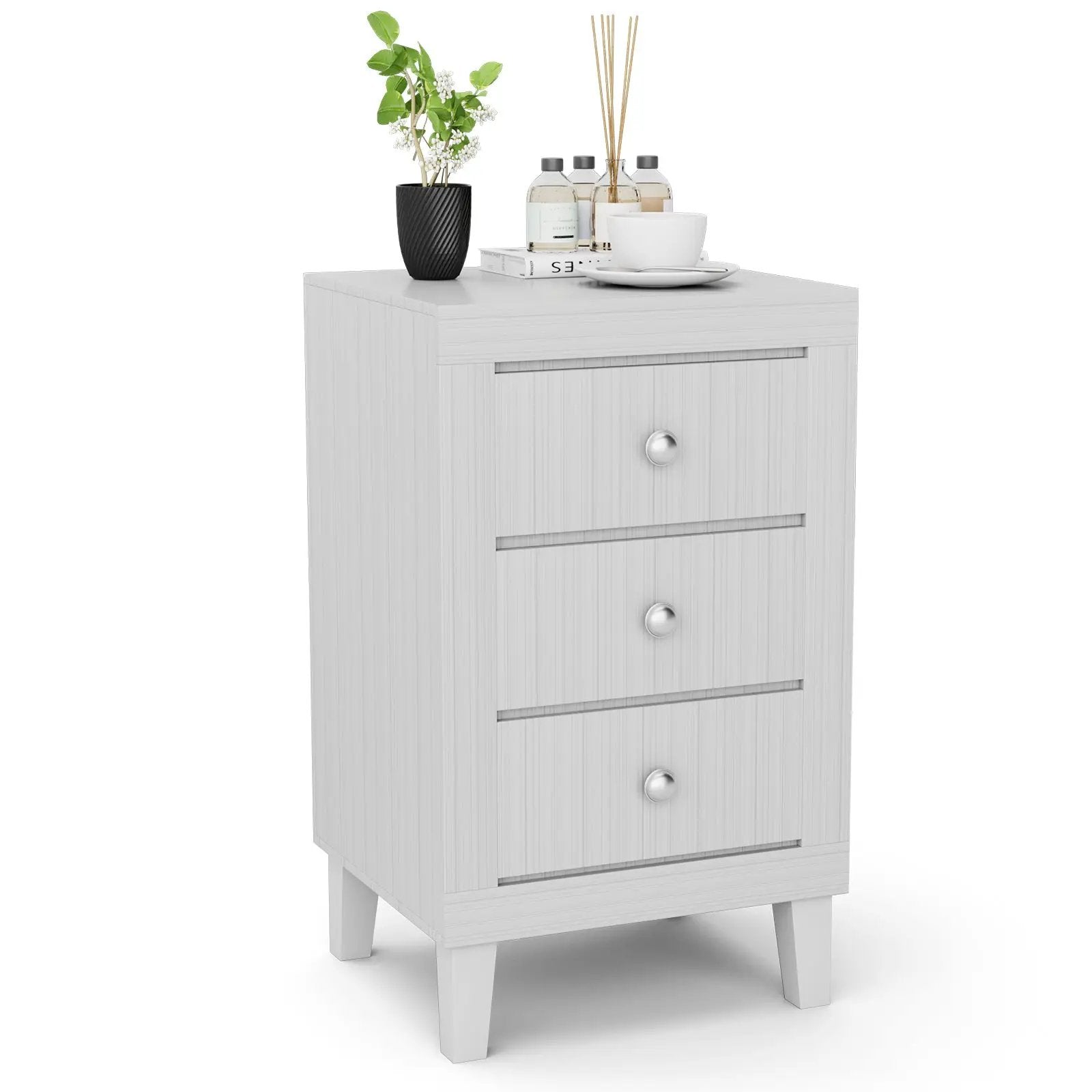 Modern Nightstand with 3 Drawers for Bedroom Living Room by DirectDeals