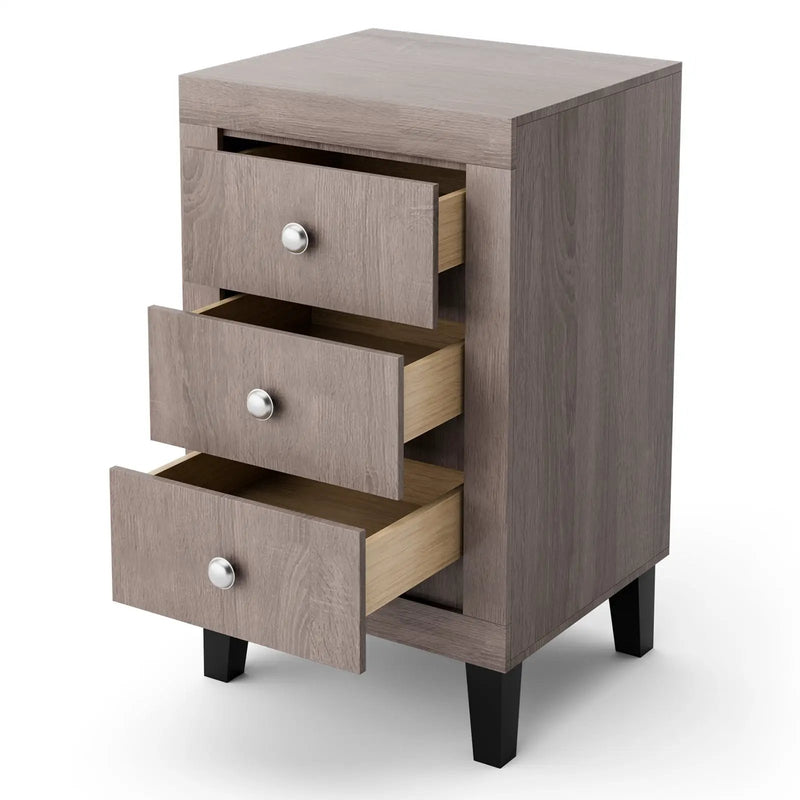 Modern Nightstand with 3 Drawers for Bedroom Living Room by DirectDeals