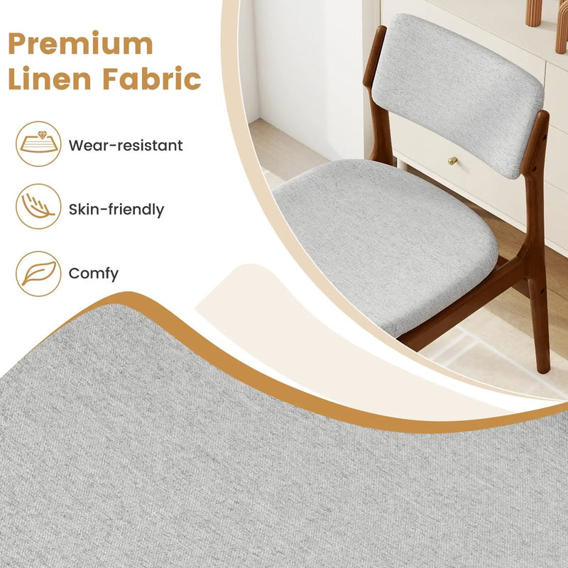 Modern Padded Dining Chairs with Rubber Wood Legs Set of 2-Brown by DirectDeals