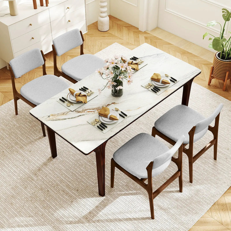 Modern Padded Dining Chairs with Rubber Wood Legs Set of 4-Brown by DirectDeals