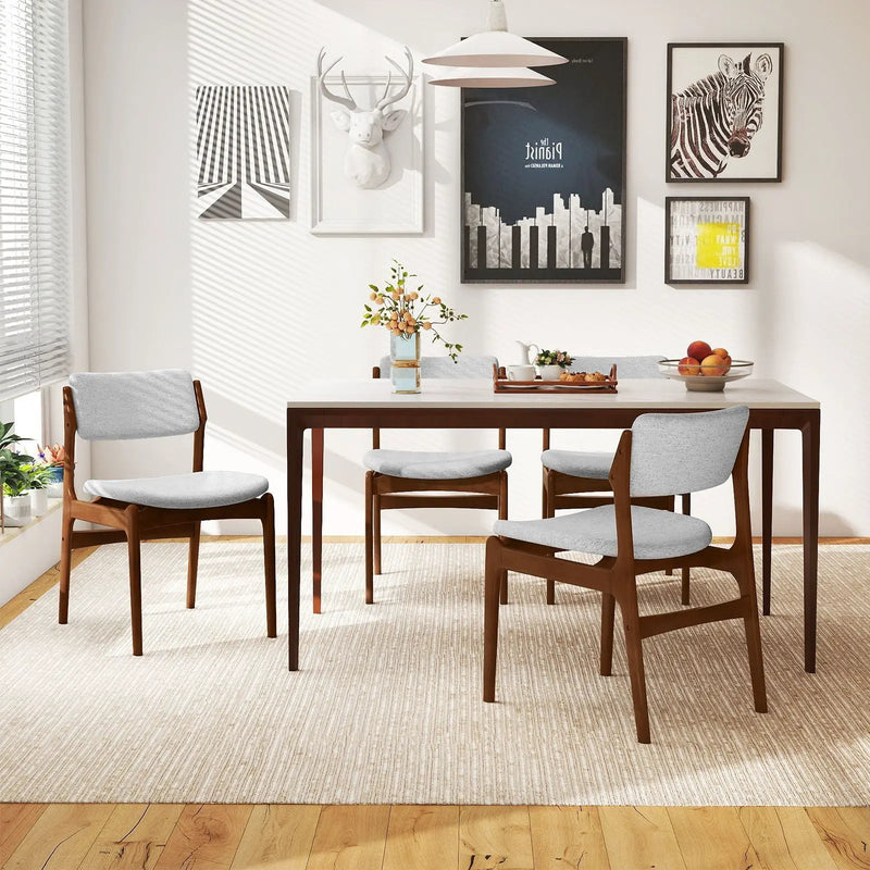 Modern Padded Dining Chairs with Rubber Wood Legs Set of 4-Brown by DirectDeals