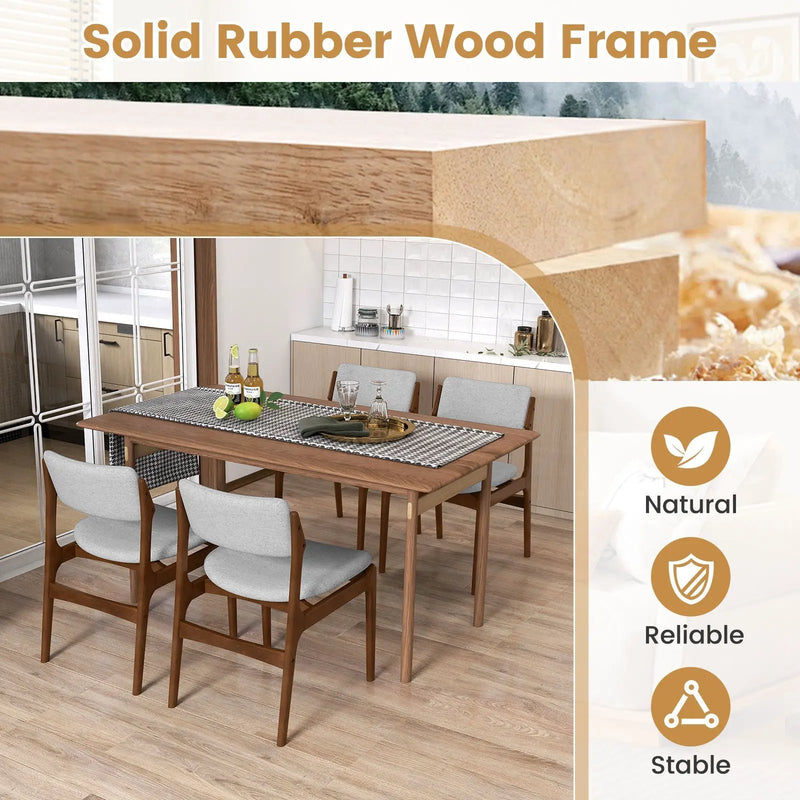 Modern Padded Dining Chairs with Rubber Wood Legs Set of 4-Brown by DirectDeals