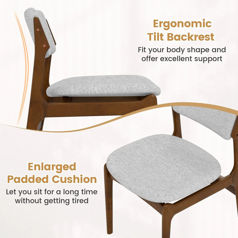 Modern Padded Dining Chairs with Rubber Wood Legs Set of 4-Brown by DirectDeals