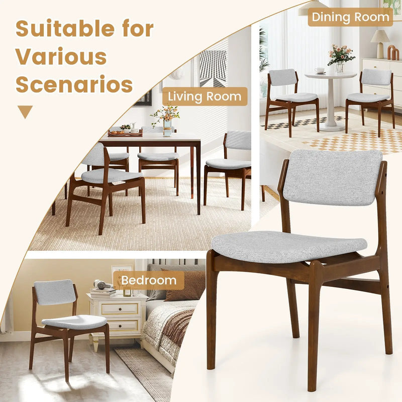 Modern Padded Dining Chairs with Rubber Wood Legs Set of 4-Brown by DirectDeals