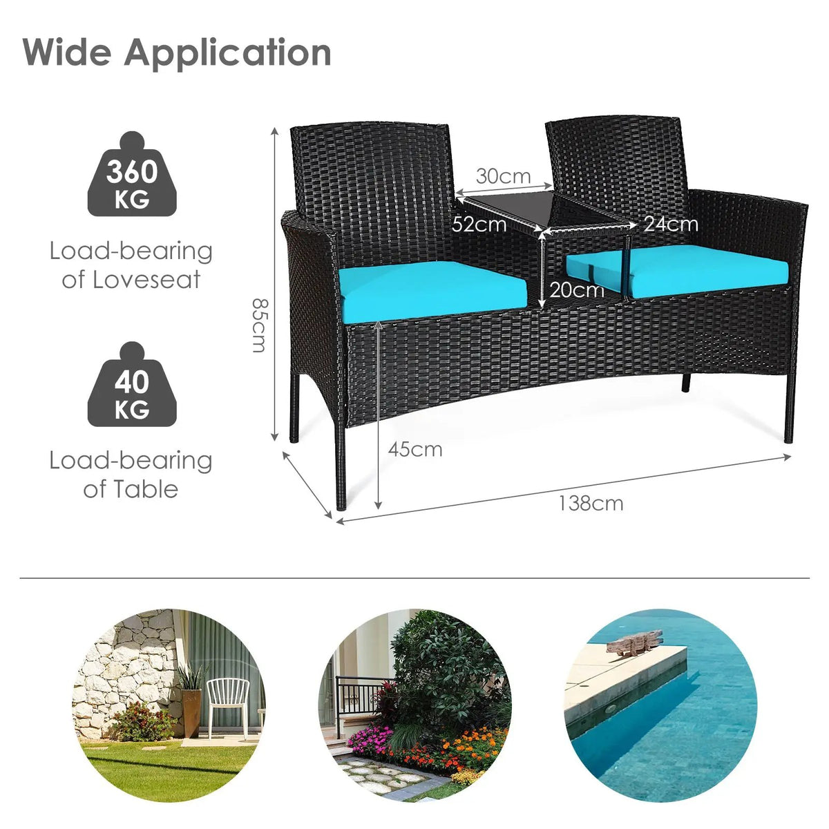 Modern Patio Conversation Set with Built-in Coffee Table and Cushions, photo 10 of 10