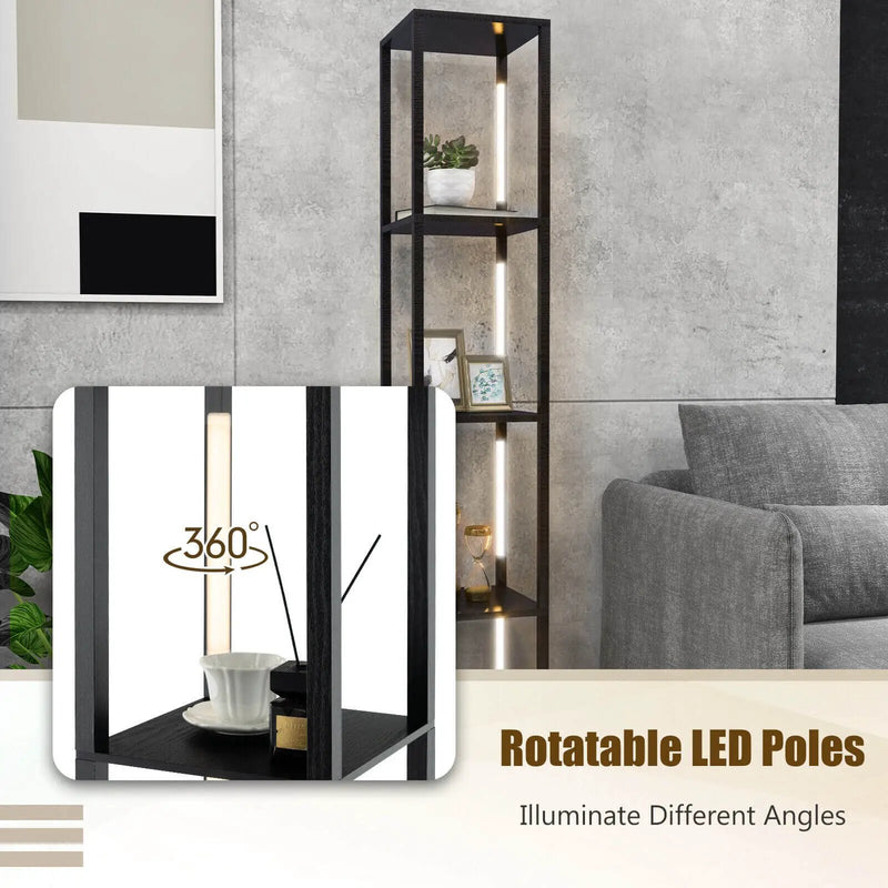 64 Inches Floor Lamp with 3-Level Dimmable LED Bulbs and Rotatable LED Poles-Black by DirectDeals