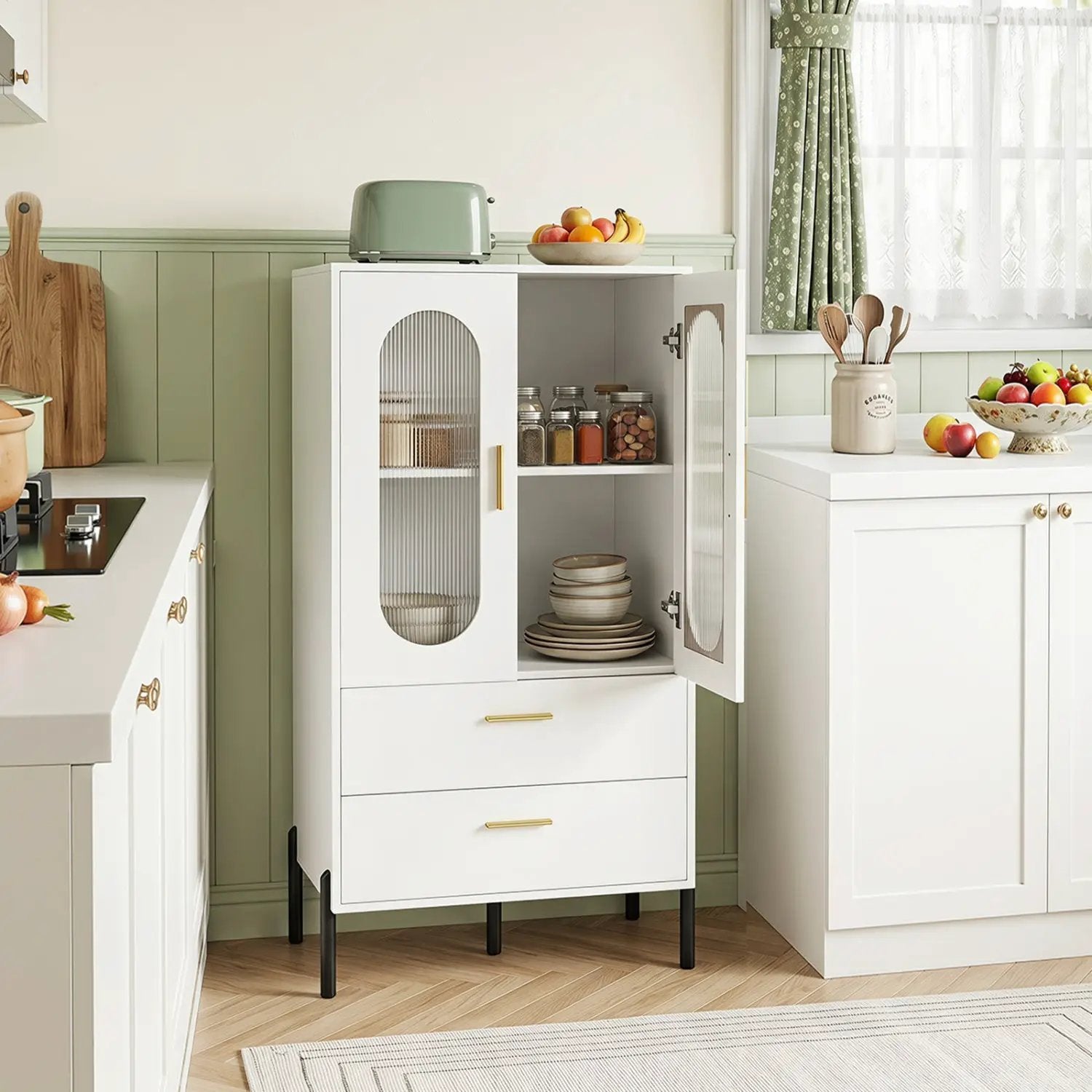 Modern Sideboard Buffet Cabinet with Fluted Doors by DirectDeals