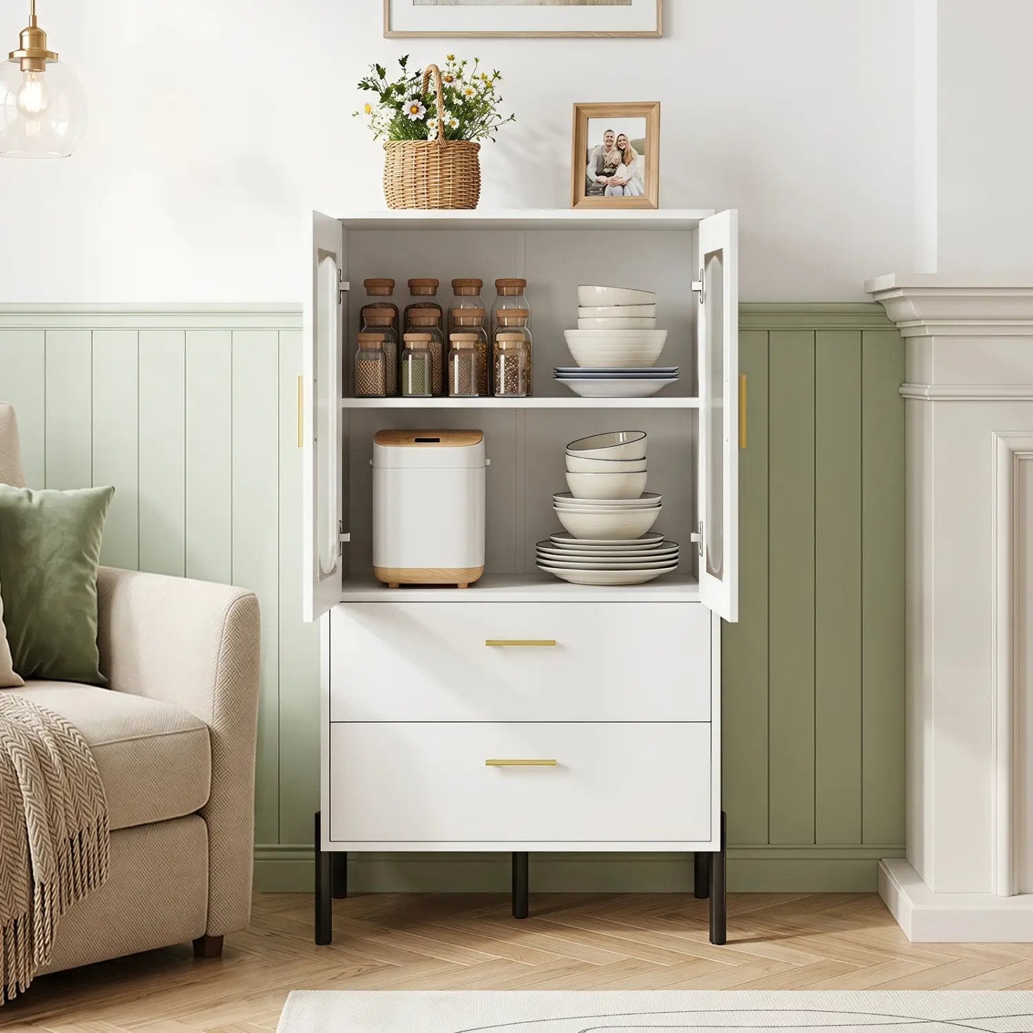 Modern Sideboard Buffet Cabinet with Fluted Doors by DirectDeals